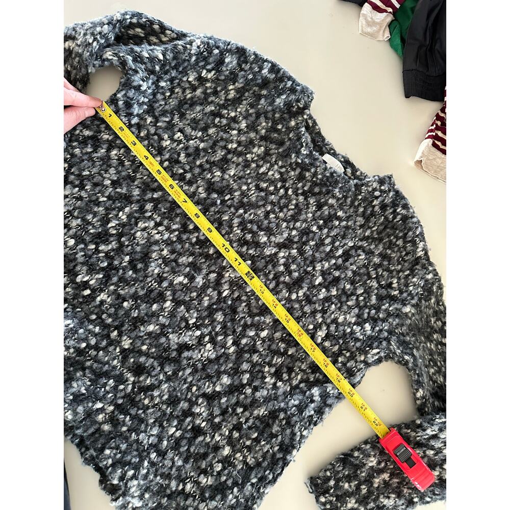 J Jill S wool blend natural marled knit sweeter blouse grey top longsleeve black - Picture 6 of 8